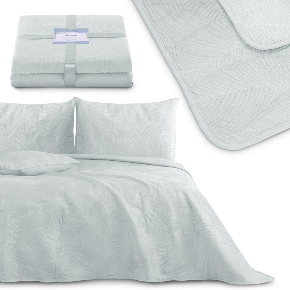 Cuvertura de pat din catifea stil modern, Palsha, 180 g/m2, gri