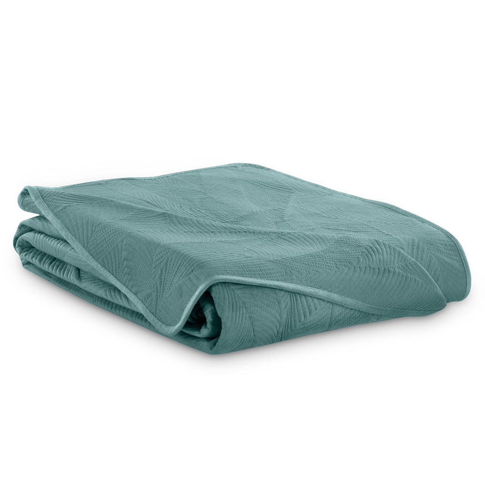 Cuvertura de pat din catifea stil modern, Palsha, 180 g/m2, turcoaz