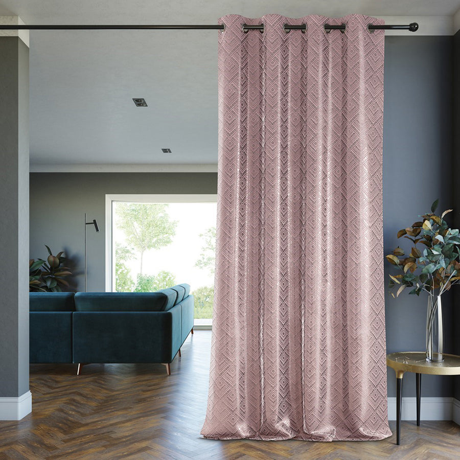 Draperie blackout cu inele stil glamour, Caspe, densitate 230 g/mp, roz, 1 buc