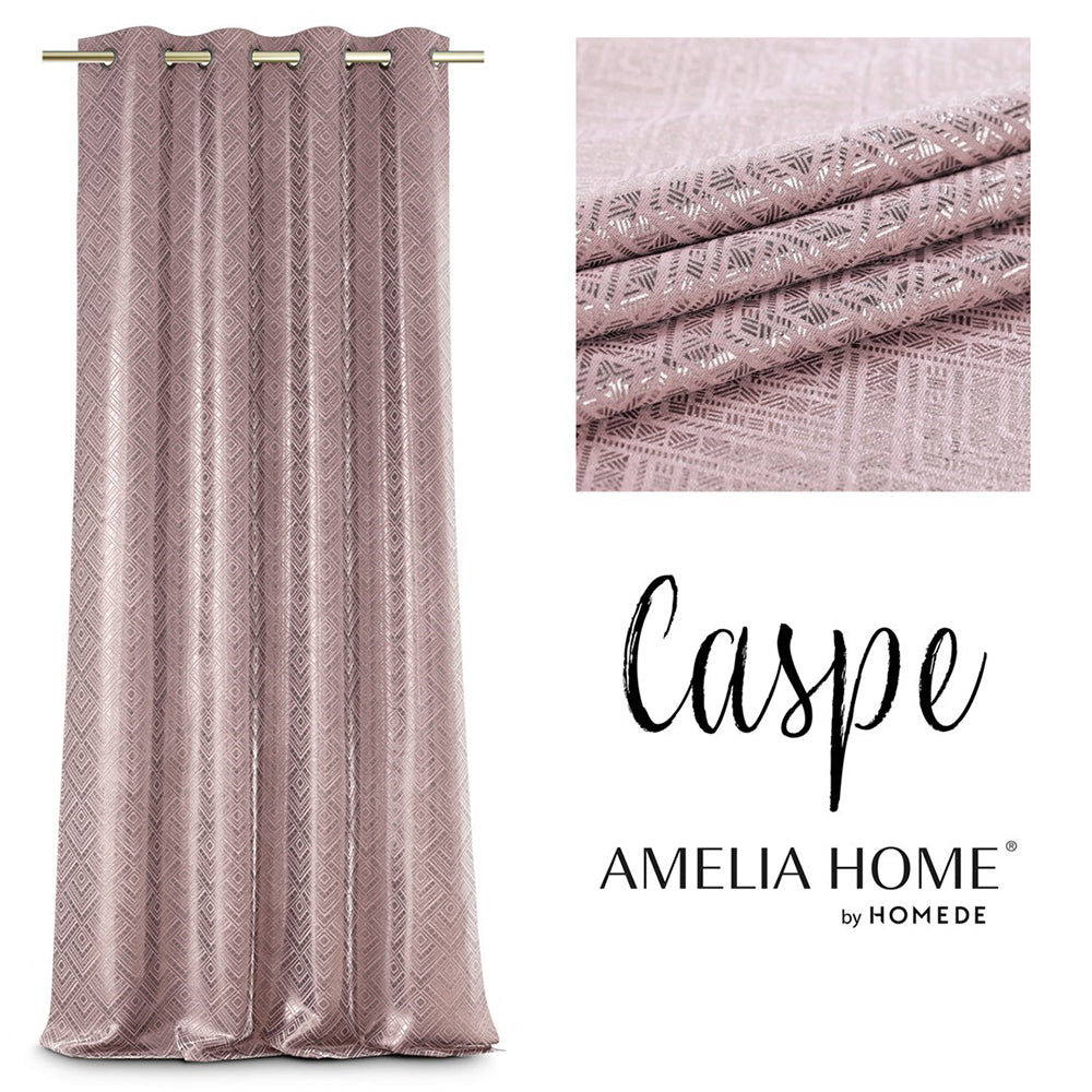 Draperie blackout cu inele stil glamour, Caspe, densitate 230 g/mp, roz, 1 buc