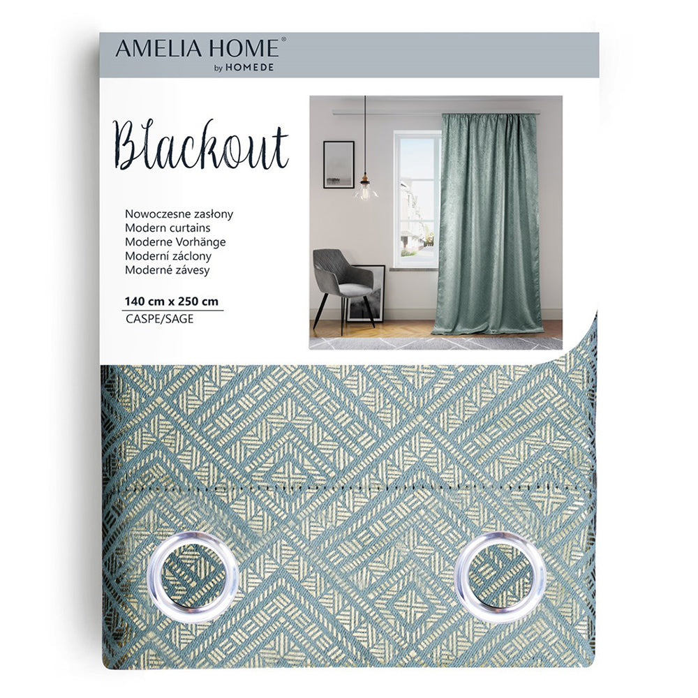 Draperie blackout cu inele stil glamour, Caspe, densitate 230 g/mp, vernil, 1 buc