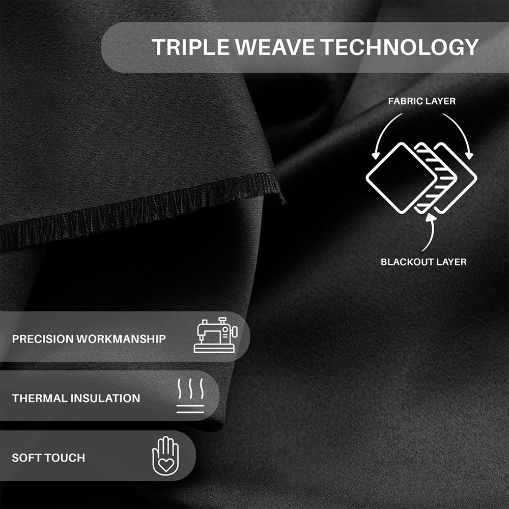 Draperie blackout cu rejansa multifunctionala, fagure si ate, Juliette, densitate 230 g/mp, negru, 1 buc