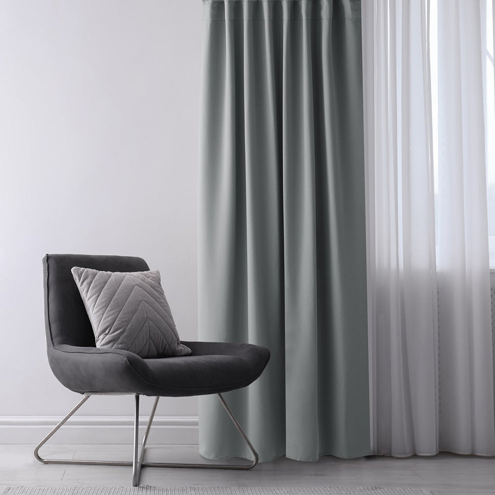 Draperie blackout cu rejansa multifunctionala, fagure si ate, Juliette, densitate 230 g/mp, gri deschis, 1 buc