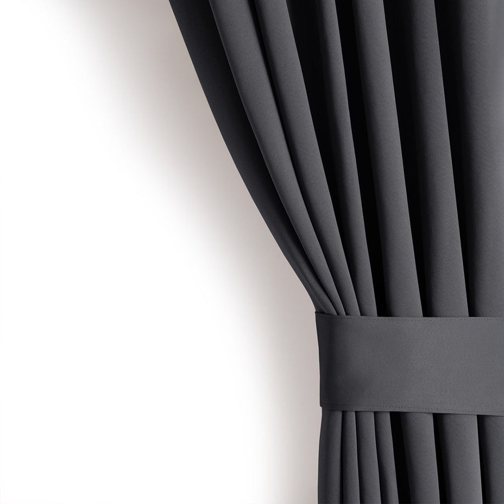 Draperie blackout cu rejansa multifunctionala, fagure si ate, Juliette, densitate 230 g/mp, gri inchis, 1 buc