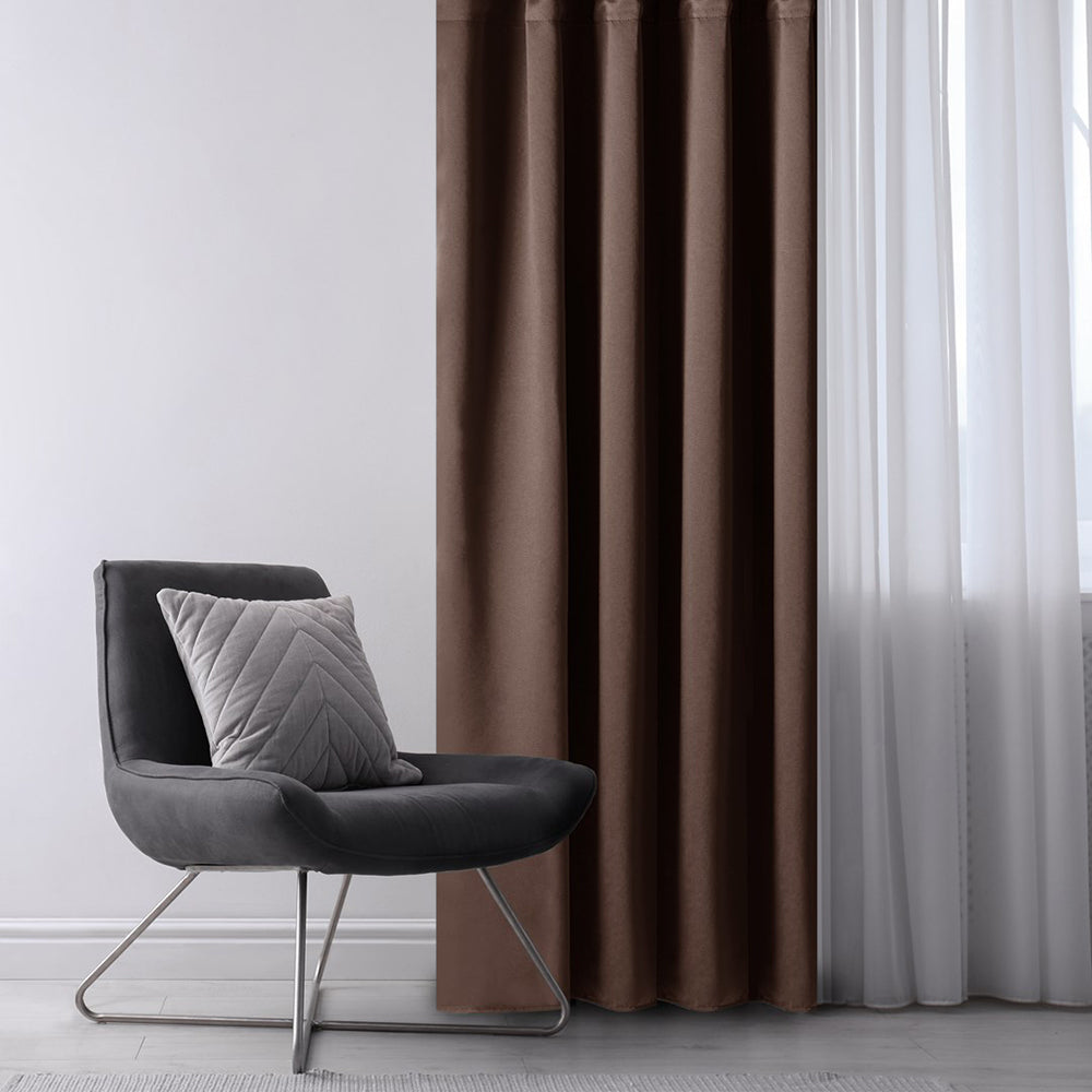 Draperie blackout cu rejansa multifunctionala, fagure si ate, Juliette, densitate 230 g/mp, maro, 1 buc