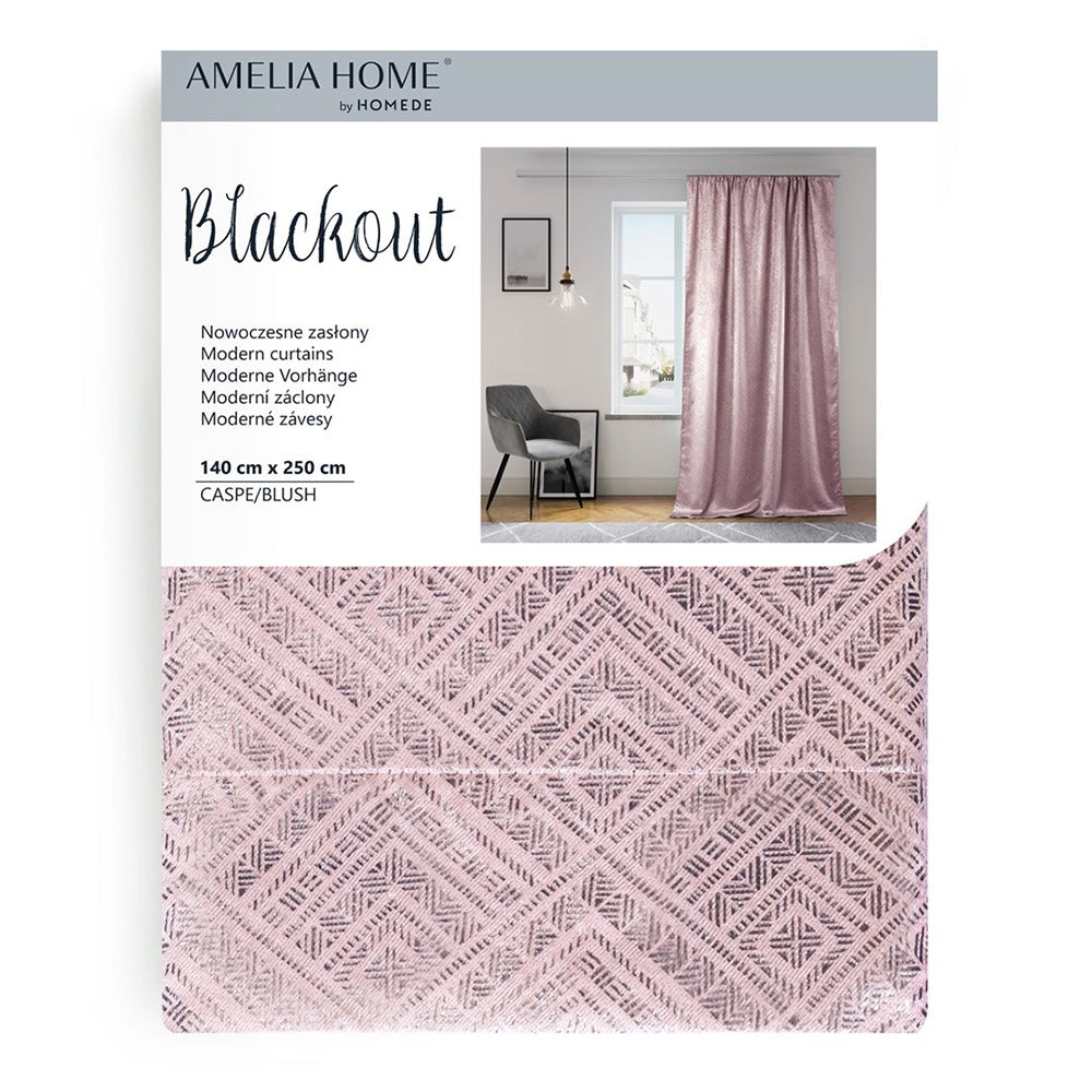 Draperie blackout cu rejansa stil glamour, Caspe, densitate 230 g/mp, roz, 1 buc