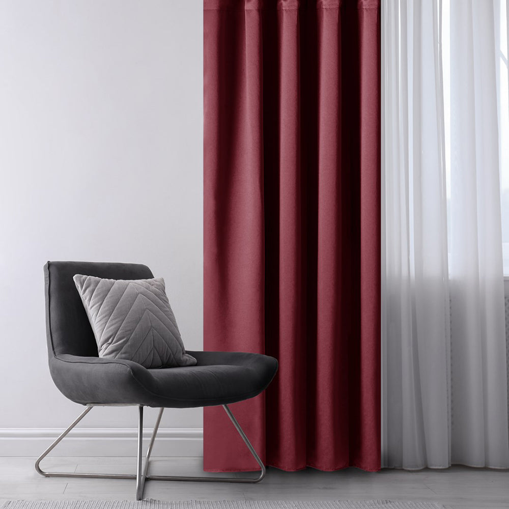 Draperie blackout cu rejansa multifunctionala, fagure si ate, Juliette, densitate 230 g/mp, rosu carmin, 1 buc