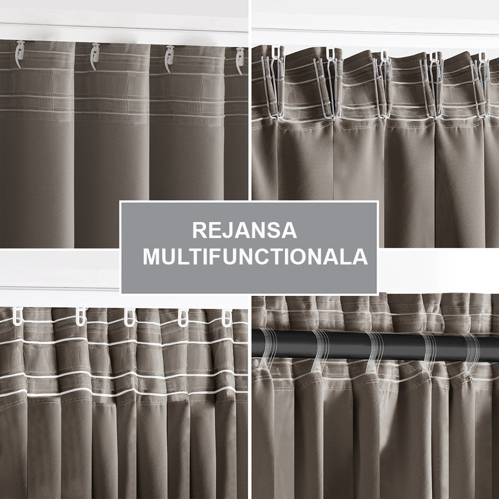 Draperie blackout cu rejansa multifunctionala, fagure si ate, Juliette, densitate 230 g/mp, bej, 1 buc