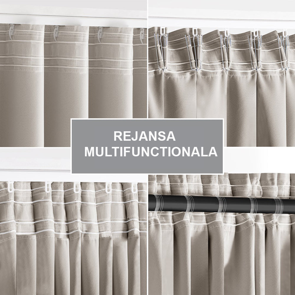 Draperie blackout cu rejansa multifunctionala, fagure si ate, Juliette, densitate 230 g/mp, bej deschis, 1 buc