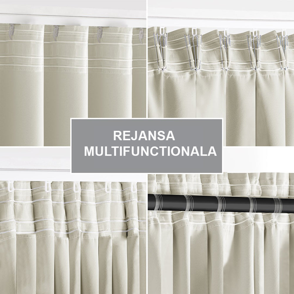 Draperie blackout cu rejansa multifunctionala, fagure si ate, Juliette, densitate 230 g/mp, crem, 1 buc