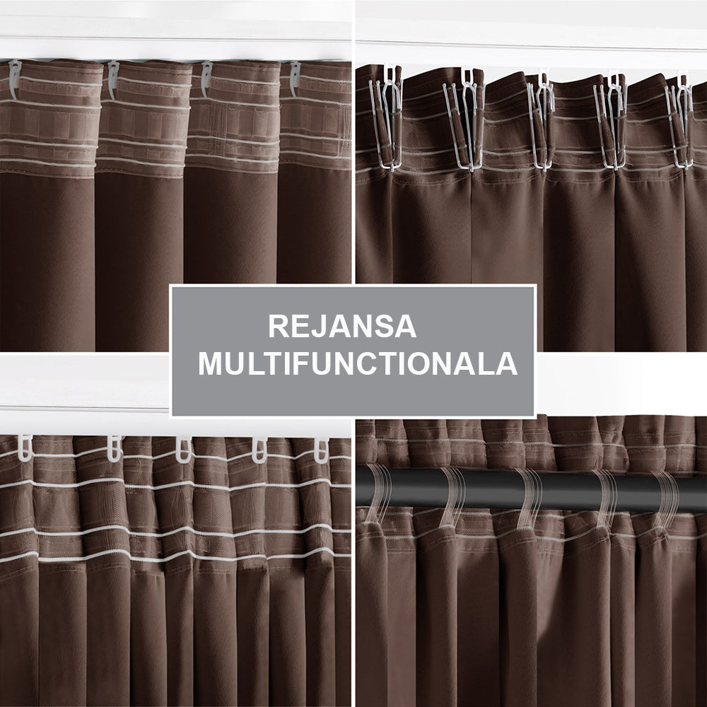 Draperie blackout cu rejansa multifunctionala, fagure si ate, Juliette, densitate 230 g/mp, maro, 1 buc