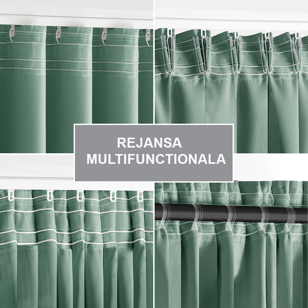 Draperie blackout cu rejansa multifunctionala, fagure si ate, Juliette, densitate 230 g/mp, vernil, 1 buc