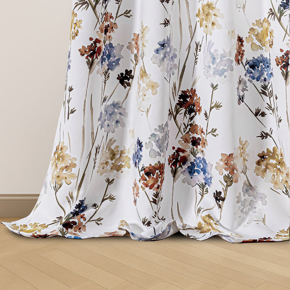 Draperie blackout cu inele, model floral, Premuda, densitate 200 g/m2, galben