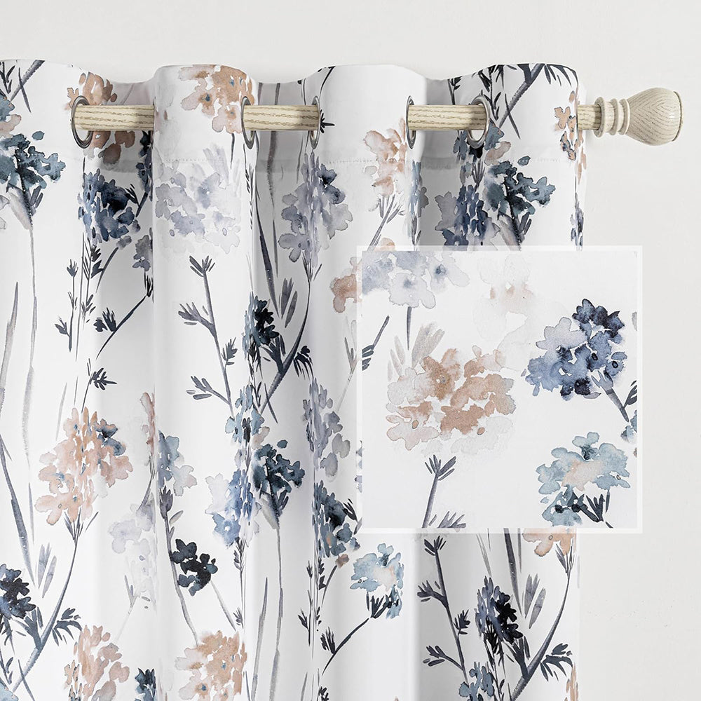 Draperie blackout cu inele, model floral, Premuda, densitate 200 g/m2, maro