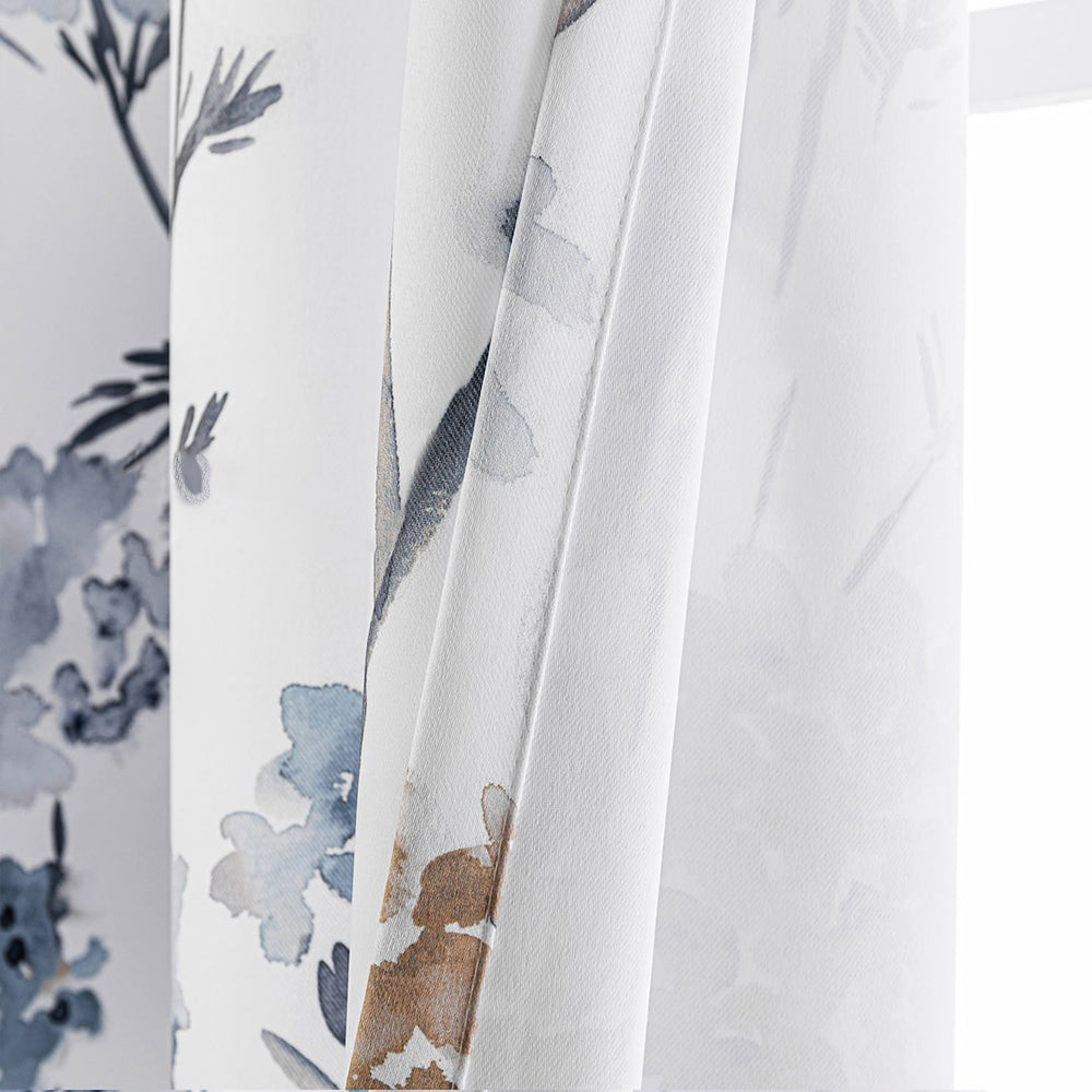 Draperie blackout cu inele, model floral, Premuda, densitate 200 g/m2, maro