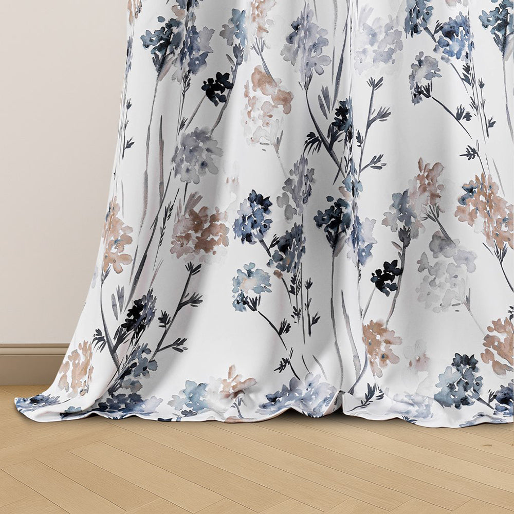 Draperie blackout cu inele, model floral, Premuda, densitate 200 g/m2, maro