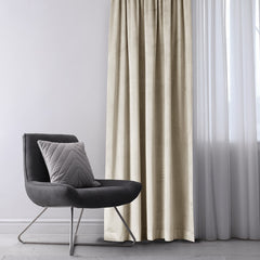 Draperie din catifea cu rejansa multifunctionala, Velvet, opacitate 77%, densitate 210 g/mp, Bej deschis, 1 buc
