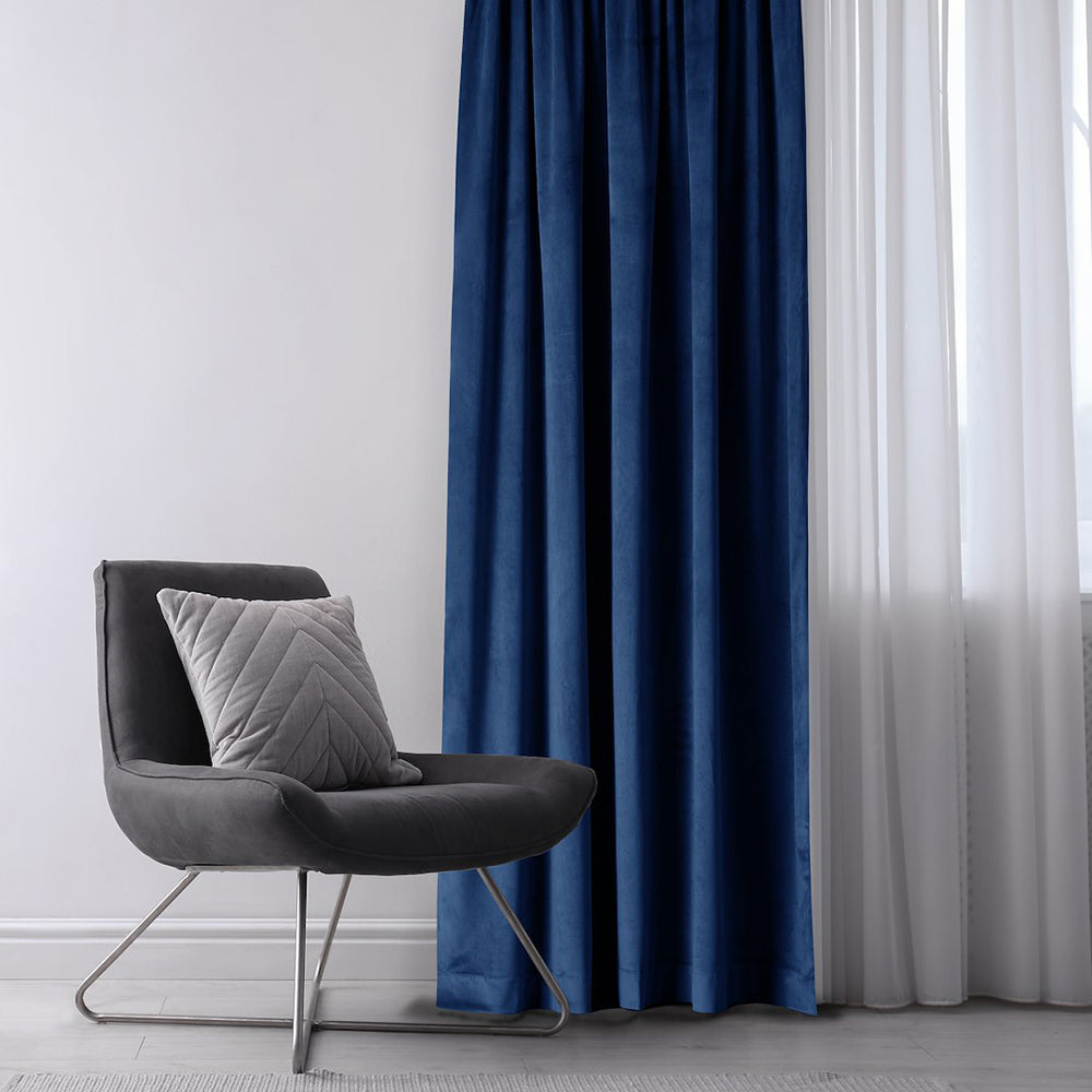 Draperie din catifea cu inele, Velvet, densitate 210 g/mp, opacitate 77%, Bleumarin, 1 buc