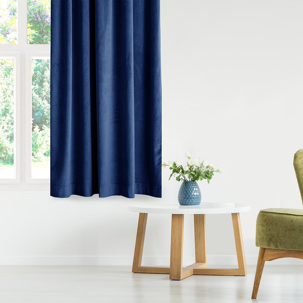 Draperie din catifea cu inele, Velvet, densitate 210 g/mp, opacitate 77%, Bleumarin, 1 buc