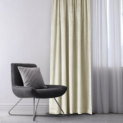 Draperie din catifea cu rejansa multifunctionala, Velvet, opacitate 77%, densitate 210 g/mp, Crem, 1 buc