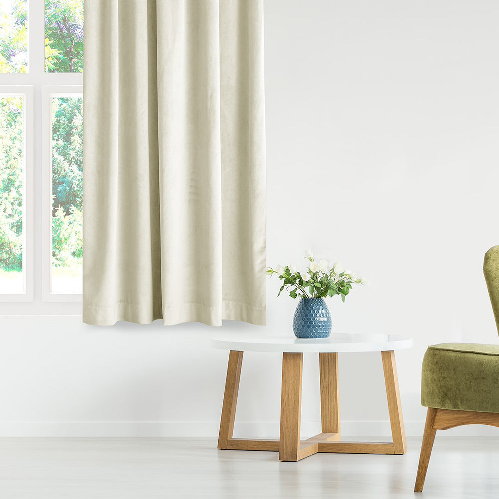 Draperie din catifea cu inele, Velvet, densitate 210 g/mp, opacitate 77%, Crem, 1 buc