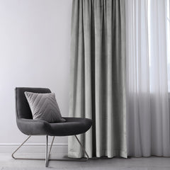 Draperie din catifea cu inele, Velvet, densitate 210 g/mp, opacitate 77%, Gri clasic, 1 buc