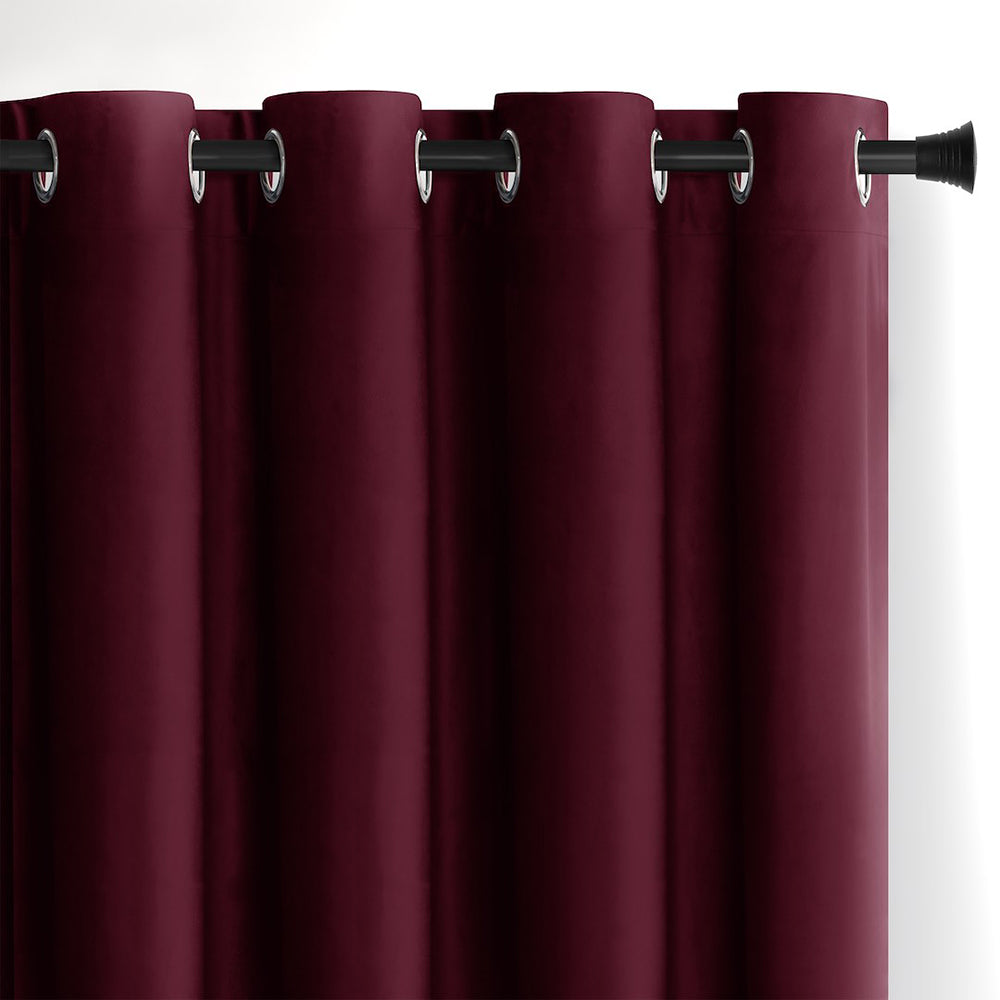 Draperie din catifea cu inele, Velvet, densitate 210 g/mp, opacitate 77%, Rosu, 1 buc