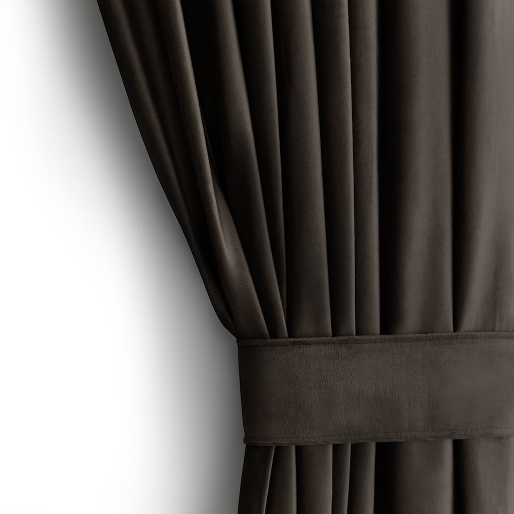 Draperie din catifea cu rejansa multifunctionala, Velvet, opacitate 77%, densitate 210 g/mp, Maro, 1 buc