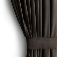 Draperie din catifea cu inele, Velvet, densitate 210 g/mp, opacitate 77%, Maro, 1 buc