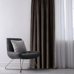 Draperie din catifea cu rejansa multifunctionala, Velvet, opacitate 77%, densitate 210 g/mp, Maro, 1 buc