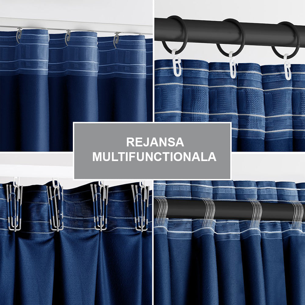 Draperie din catifea cu rejansa multifunctionala, Velvet, opacitate 77%, densitate 210 g/mp, Bleumarin, 1 buc