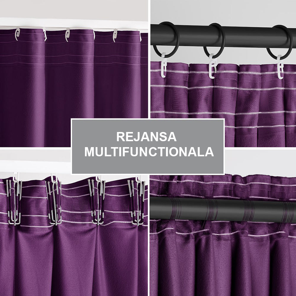 Draperie din catifea cu rejansa multifunctionala, Velvet, opacitate 77%, densitate 210 g/mp, Mov, 1 buc