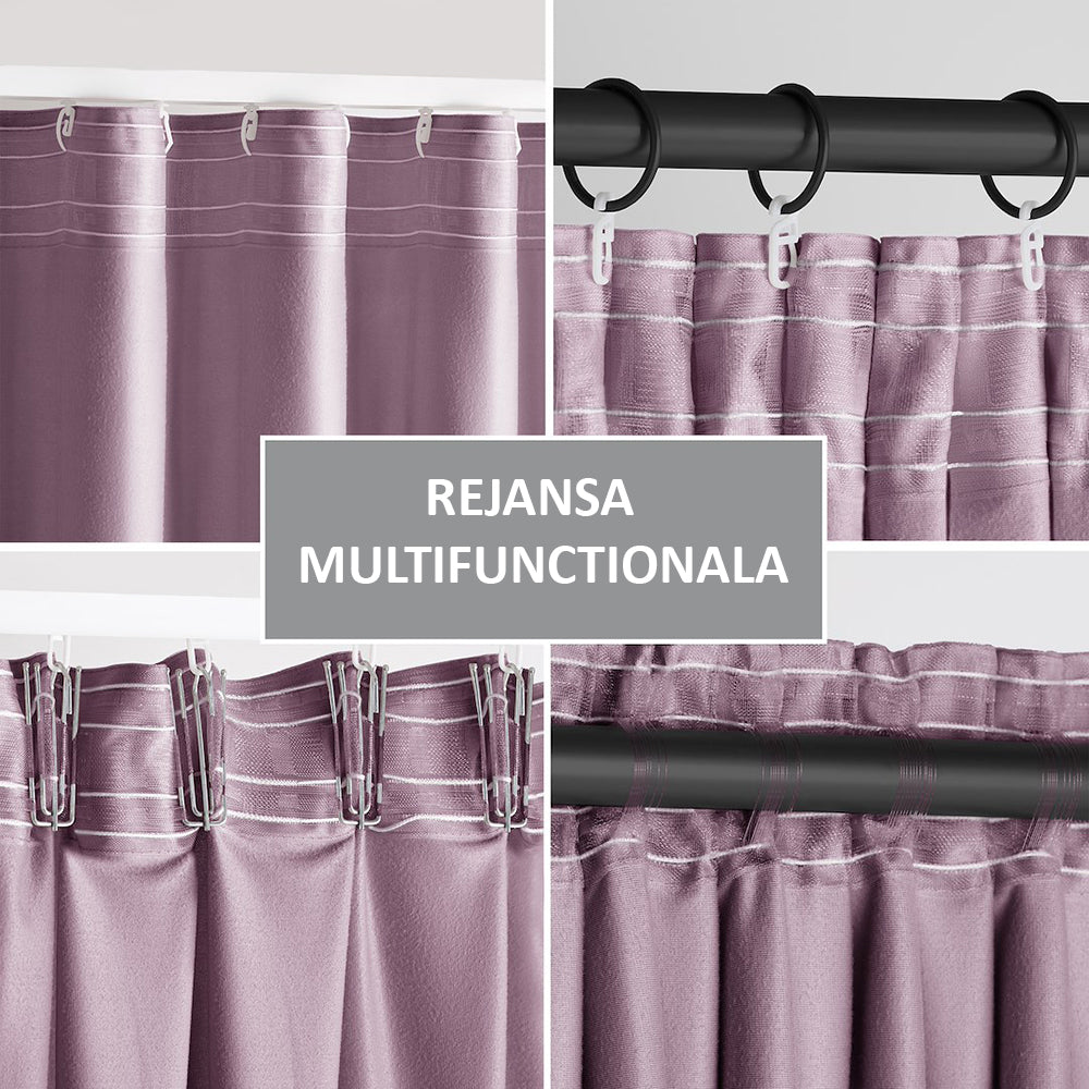 Draperie din catifea cu rejansa multifunctionala, fagure si ate, Velvet, opacitate 77%, densitate 210 g/mp, Pink, 1 buc