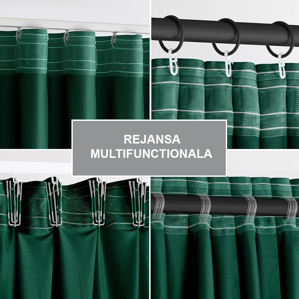 Draperie din catifea cu rejansa multifunctionala, fagure si ate, Velvet, opacitate 77%, densitate 210 g/mp, Verde, 1 buc