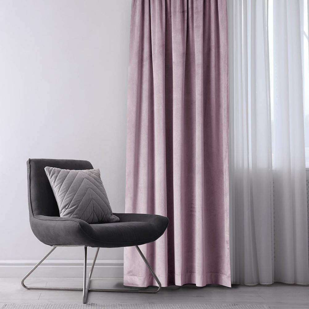 Draperie din catifea cu inele, Velvet, densitate 210 g/mp, opacitate 77%, Pink, 1 buc