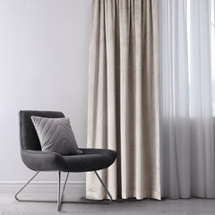 Draperie din catifea cu rejansa multifunctionala, Velvet, opacitate 77%, densitate 210 g/mp, Sandbeige, 1 buc