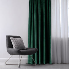 Draperie din catifea cu inele, Velvet, densitate 210 g/mp, opacitate 77%, Verde, 1 buc