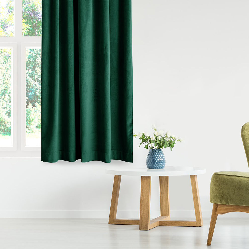 Draperie din catifea cu inele, Velvet, densitate 210 g/mp, opacitate 77%, Verde, 1 buc