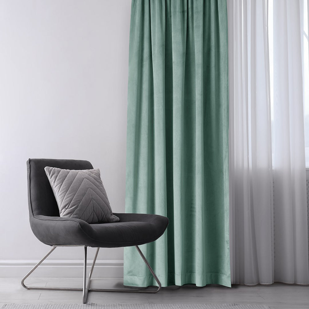 Draperie din catifea cu inele, Velvet, densitate 210 g/mp, opacitate 77%, Vernil, 1 buc