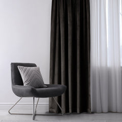 Draperie din catifea cu rejansa multifunctionala, fagure si ate, Velvet, opacitate 77%, densitate 210 g/mp, Negru, 1 buc