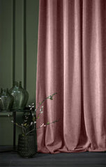 Draperie din catifea cu inele negre, Premium, densitate 700 g/mp, Roz pudra