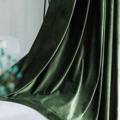 Draperie din catifea cu inele auriu antic, Premium, densitate 700 g/mp, Verde