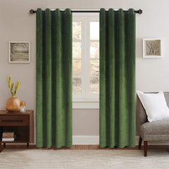 Draperie din catifea cu inele maro, Premium, densitate 700 g/mp, Verde
