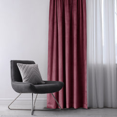 Draperie din catifea cu inele, Velvet, densitate 210 g/mp, opacitate 77%, Burgundy, 1 buc