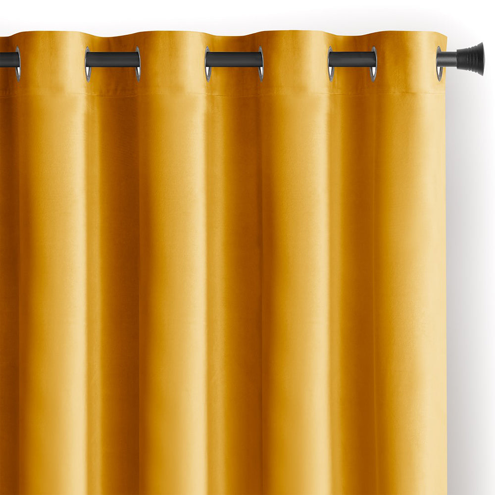 Draperie din catifea cu inele, Velvet, densitate 210 g/mp, opacitate 77%, Mustar, 1 buc