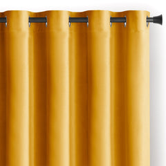 Draperie din catifea cu inele, Velvet, densitate 210 g/mp, opacitate 77%, Mustar, 1 buc