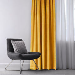 Draperie din catifea cu rejansa multifunctionala, fagure si ate, Velvet, opacitate 77%, densitate 210 g/mp, Mustar, 1 buc