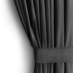 Draperie din catifea cu rejansa multifunctionala, fagure si ate, Velvet, opacitate 77%, densitate 210 g/mp, Grafit, 1 buc
