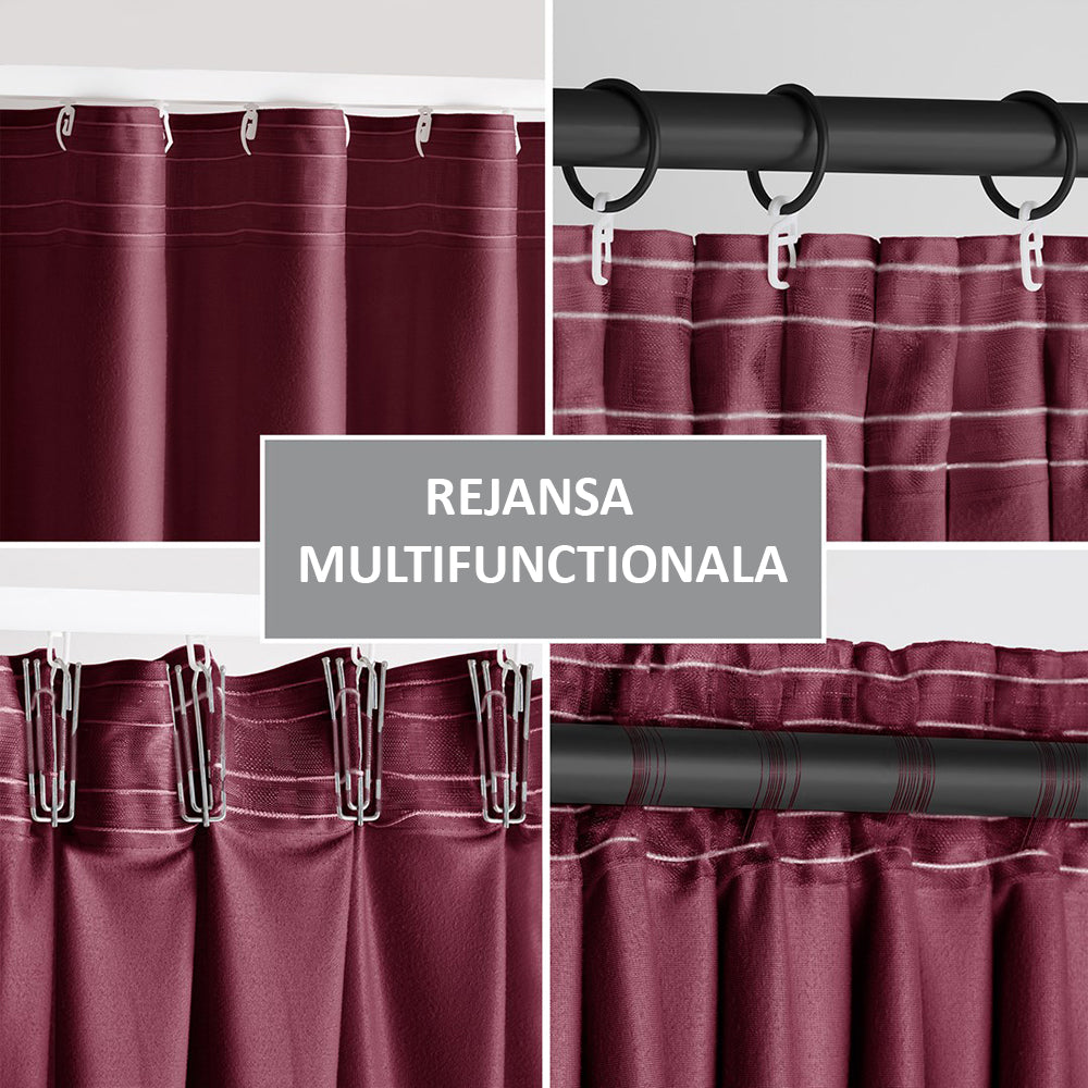 Draperie din catifea cu rejansa multifunctionala, fagure si ate, Velvet, opacitate 77%, densitate 210 g/mp, Burgundy, 1 buc