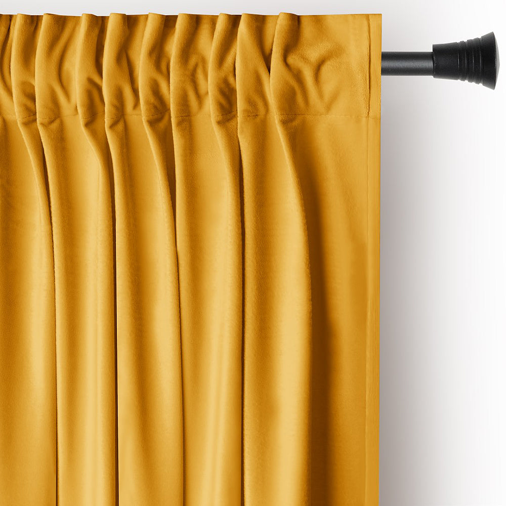 Draperie din catifea cu rejansa multifunctionala, fagure si ate, Velvet, opacitate 77%, densitate 210 g/mp, Mustar, 1 buc
